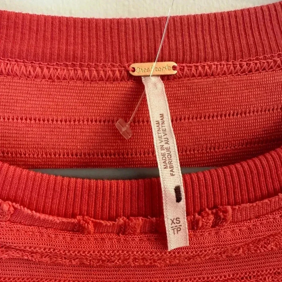 Free People Take A Spin Coral Babydoll Mini Dress Tunic oversized XS - Picture 7 of 7